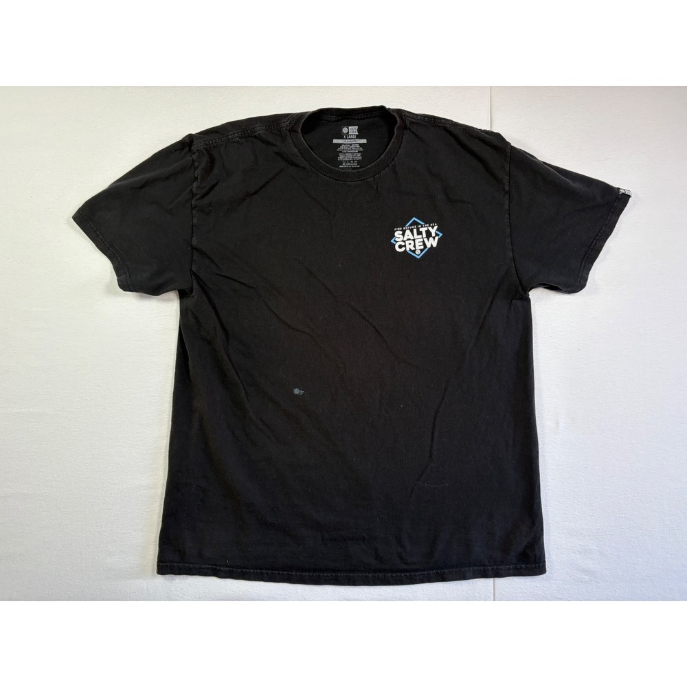 Salty Crew Mens XL Black Graphic T-Shirt Find Refuge In The Sea Short Sleeve Tee